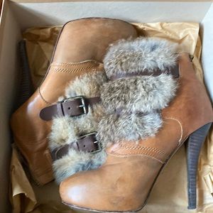 Dolce Vita, rabbit fur heeled boots